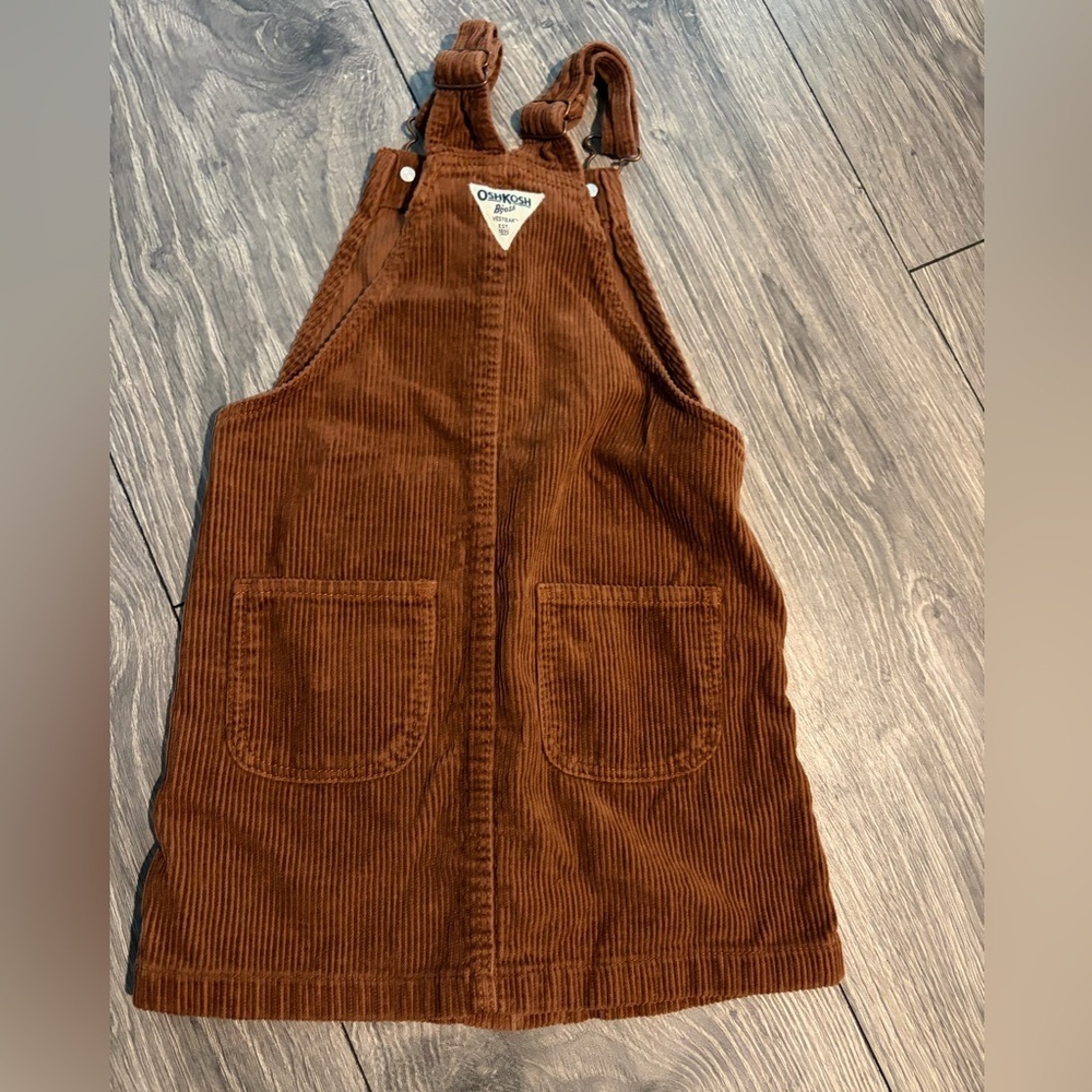 OshKosh B'gosh Corduroy Button-Front Overalls in Dress Rust Brown 100% Cotton - Picture 3 of 6